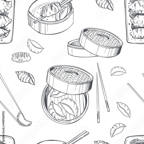 Dim sum set. Vector pattern