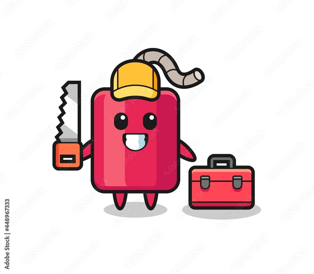 Illustration of dynamite character as a woodworker Illustration of dynamite character as a woodworker