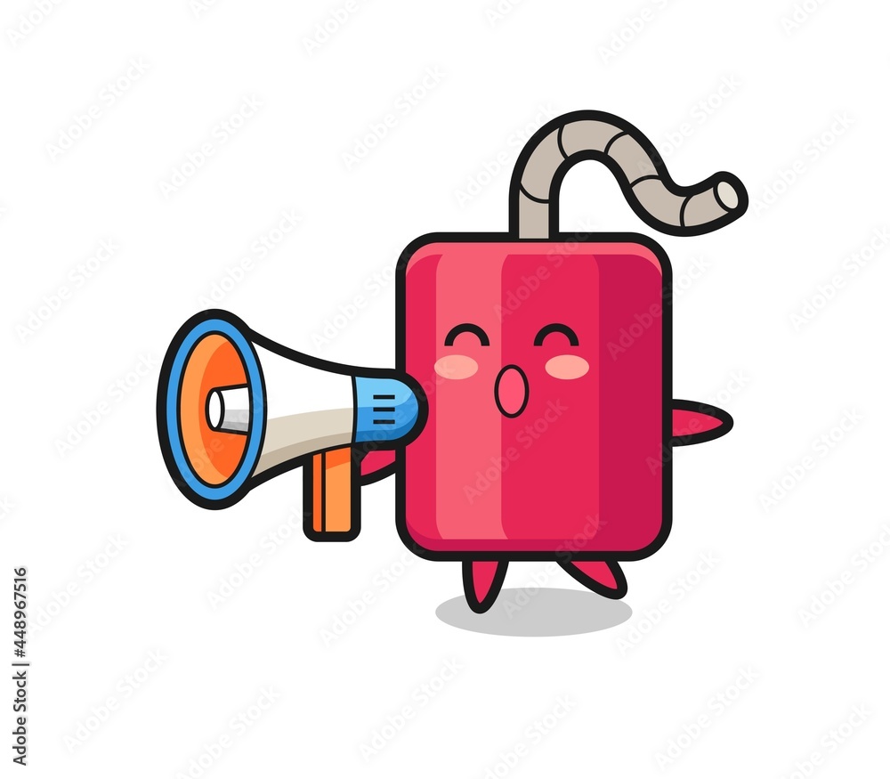 Naklejka premium dynamite character illustration holding a megaphone