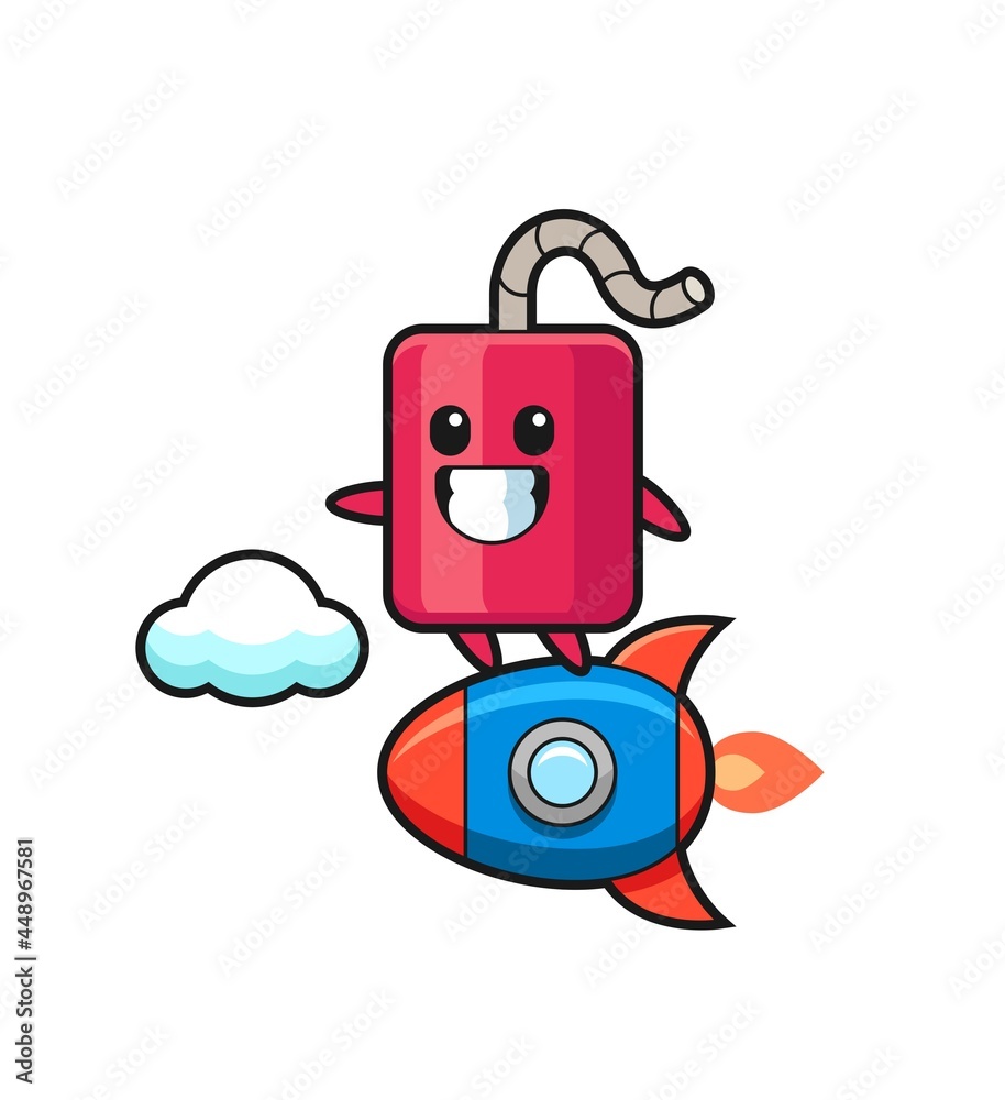 dynamite mascot character riding a rocket dynamite mascot character riding a rocket