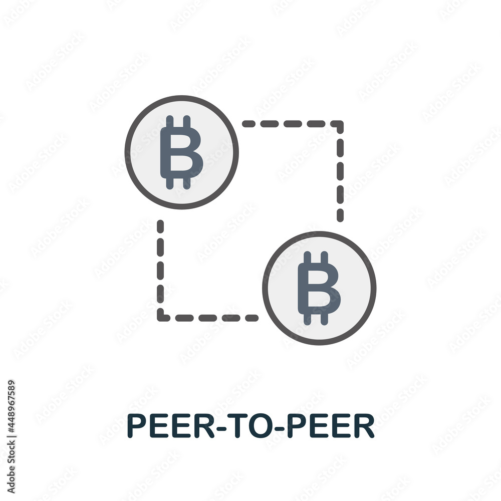 Obraz premium Peer-To-Peer flat icon. Colored sign from cryptocurrency collection. Creative Peer-To-Peer icon illustration for web design, infographics and more