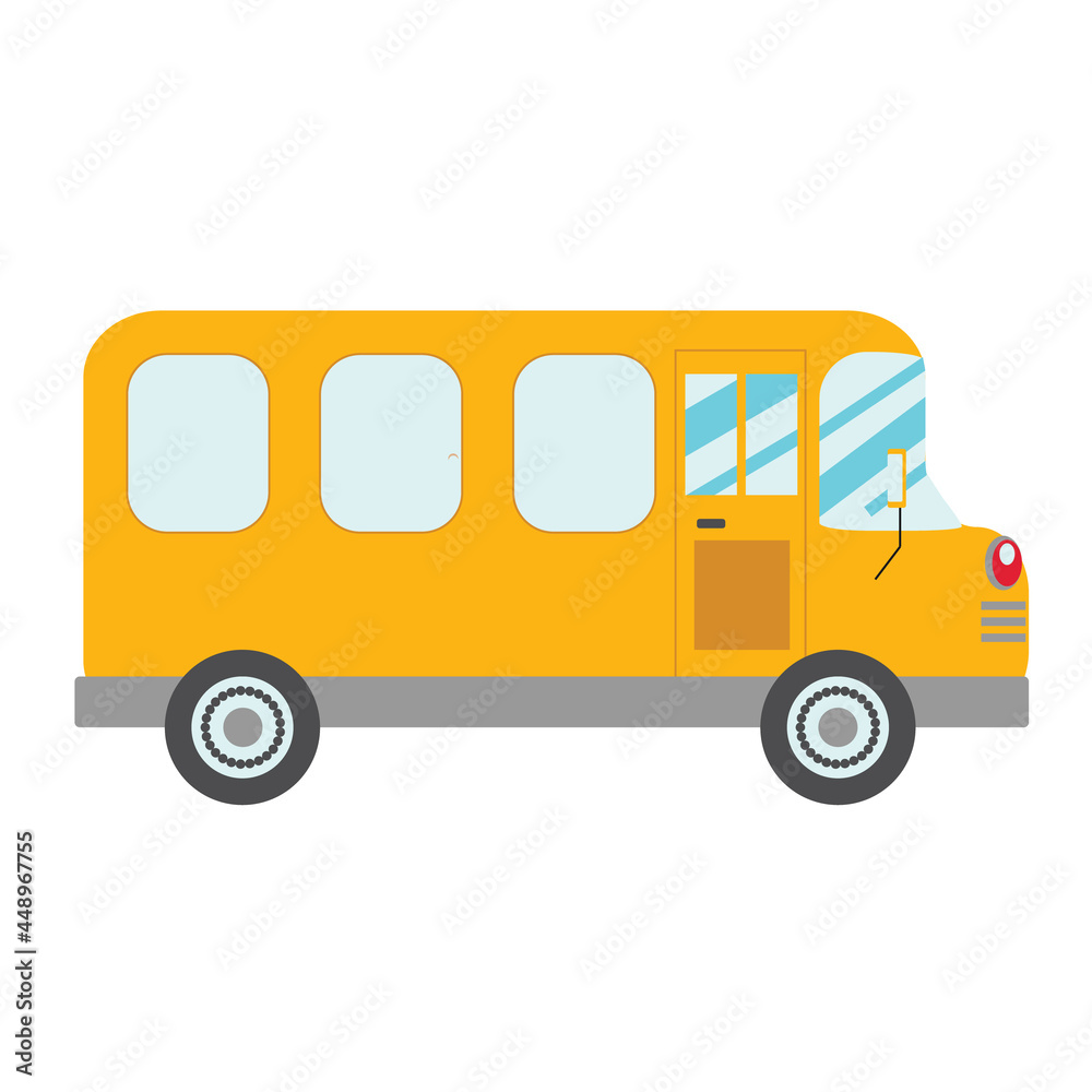 Yellow school bus. Vector clip art