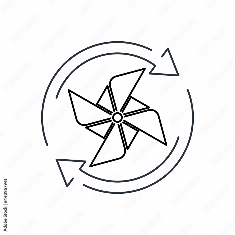 Rotating weather vane. The wind of change . Vector Linear Icon Isolated on White Background. Rotating weather vane. The wind of change . Vector Linear Icon Isolated on White Background.