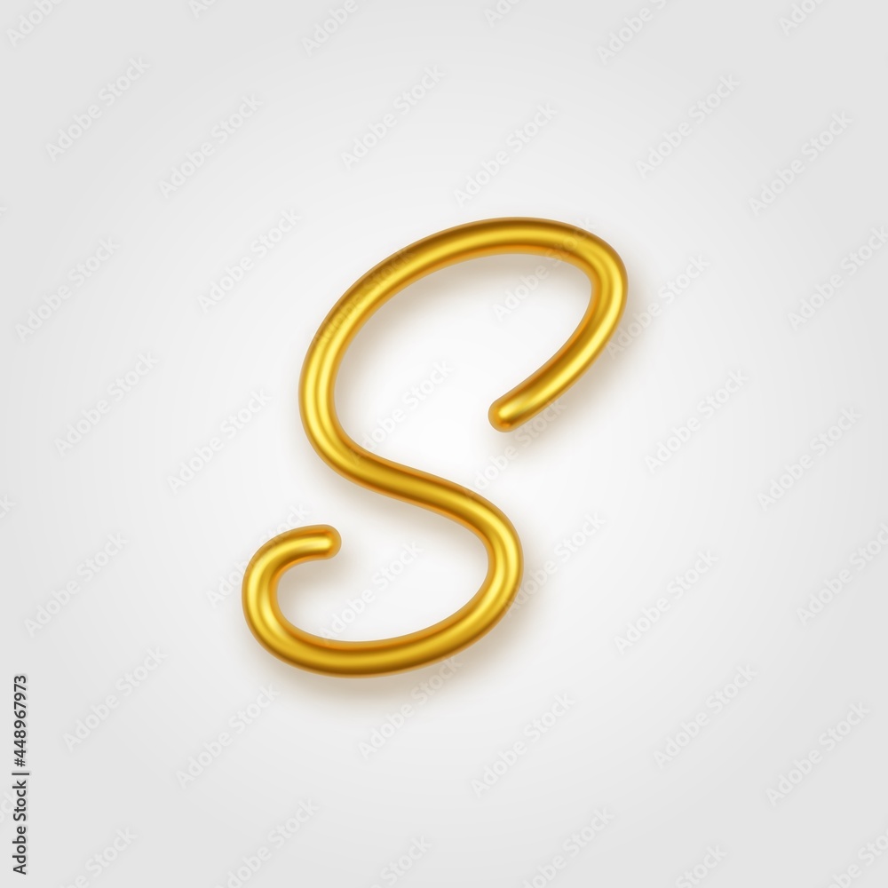 Gold 3d realistic capital letter S on a light background. Gold 3d realistic capital letter S on a light background.