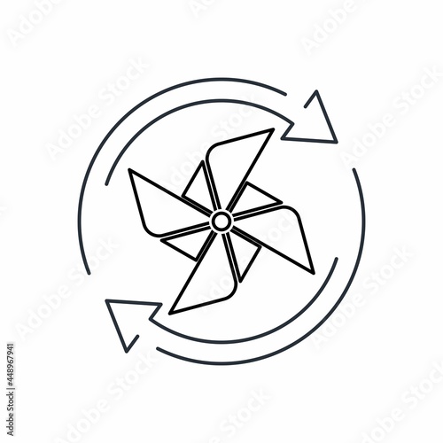 Rotating weather vane. The wind of change . Vector Linear Icon Isolated on White Background.