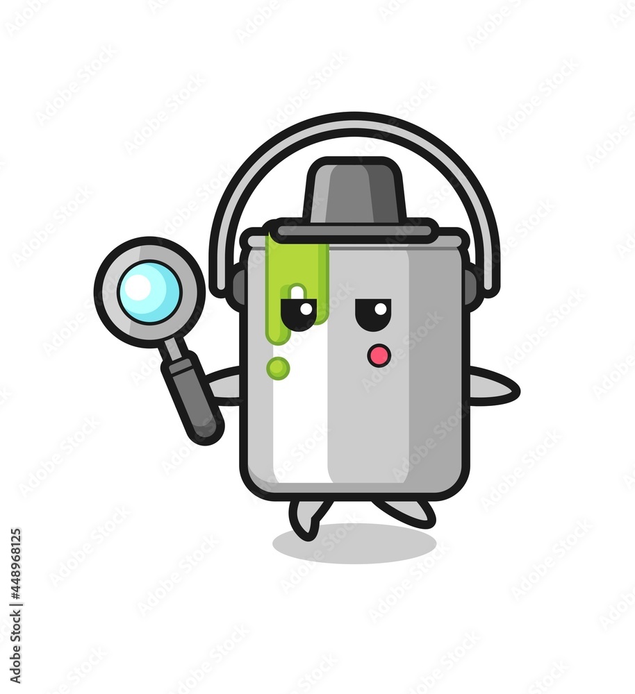 paint tin cartoon character searching with a magnifying glass paint tin cartoon character searching with a magnifying glass