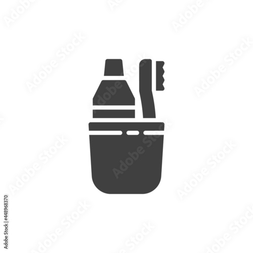 Toothbrush and toothpaste vector icon