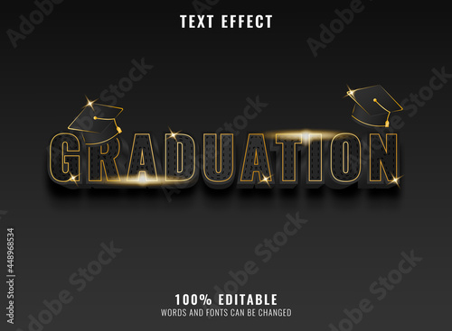 modern golden luxury graduation text effect with cap