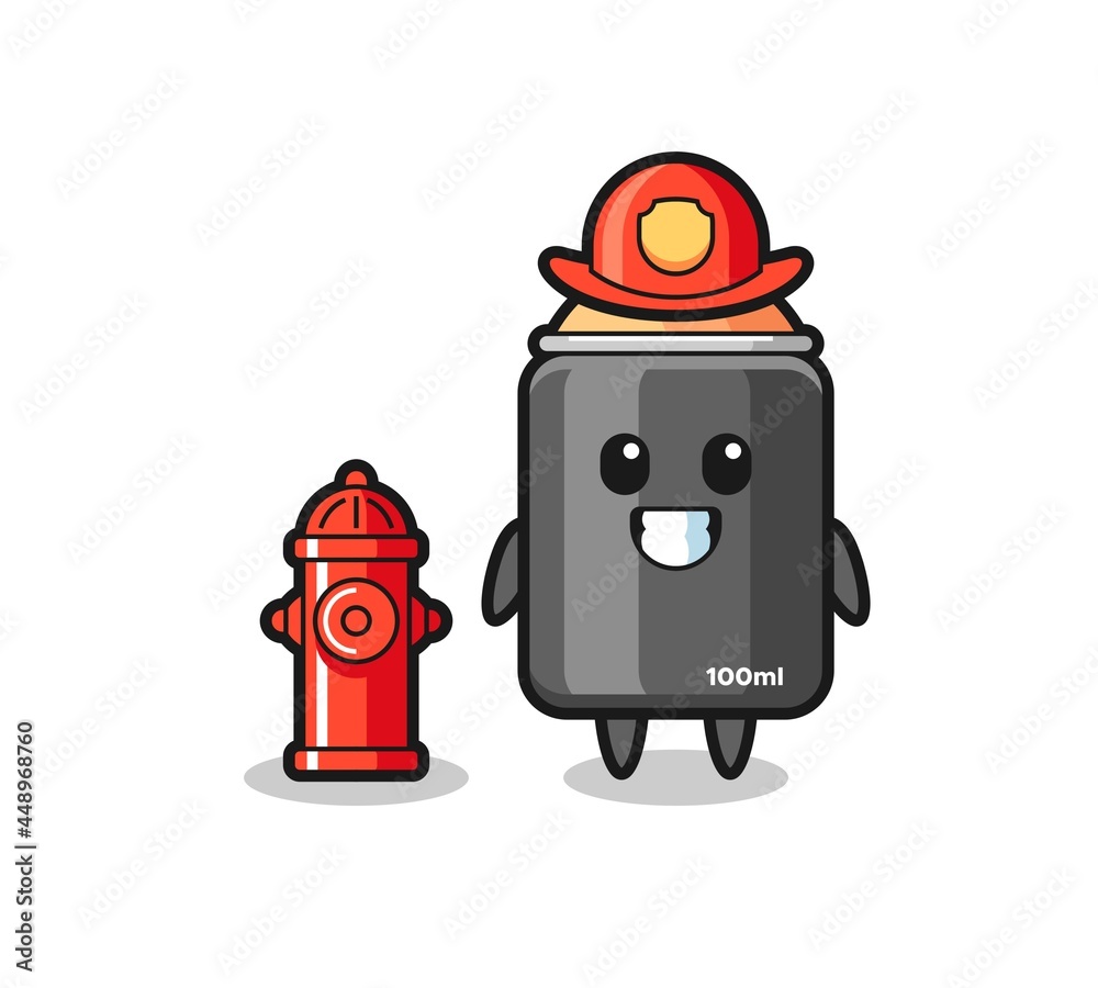 Mascot character of spray paint as a firefighter Mascot character of spray paint as a firefighter