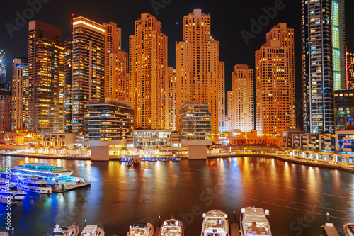Photography Stunning view of Dubai Marina at night