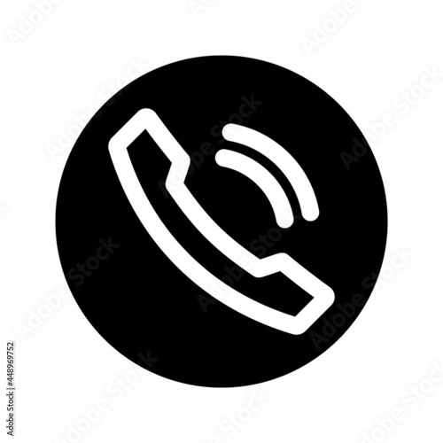 Phone calls icon. Accept call button. Telephone receiver symbol. Black color button with handset silhouettes. A glyph icon for your web site design, logo, app, UI, webinar, video chat, ect