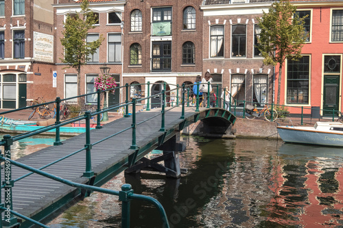 Dullen Bridge over the Old Rhine in Leiden, Zuid-Holland Province, The Netherlands photo