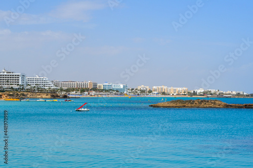 Sea shore. Island in the sea. Rest at the sea. Vacation. Beach. Cyprus
