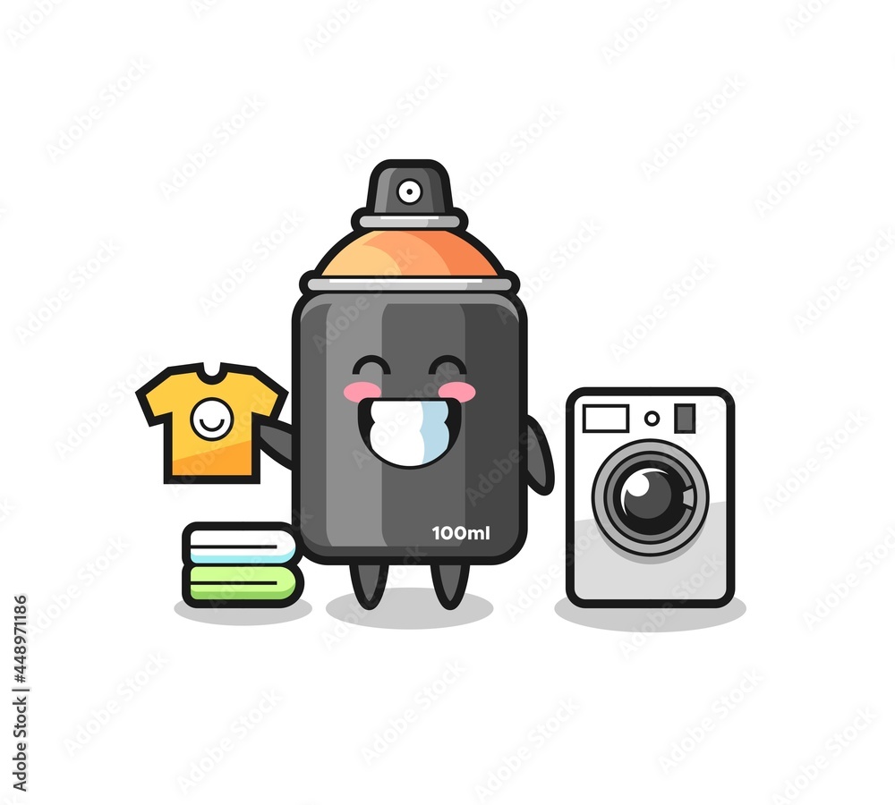 Mascot cartoon of spray paint with washing machine Mascot cartoon of spray paint with washing machine