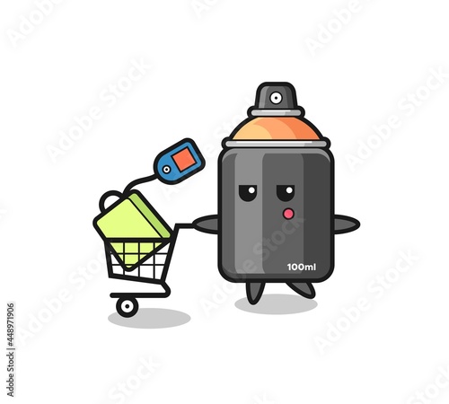 spray paint illustration cartoon with a shopping cart