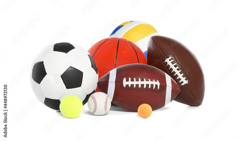Group of different sport balls on white background Group of different sport balls on white background