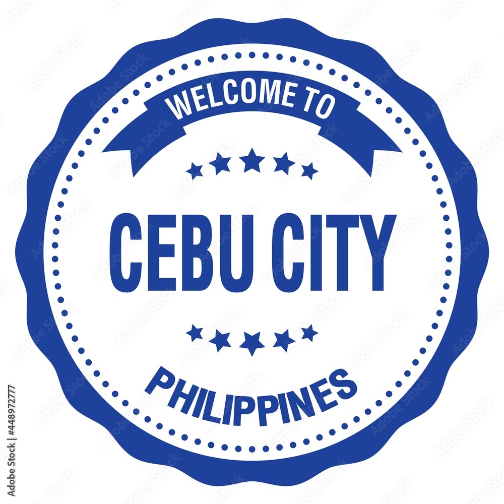 Fototapeta premium WELCOME TO CEBU CITY - PHILIPPINES, words written on blue stamp