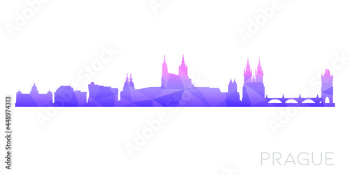 Prague, Czechia Low Poly Skyline Clip Art City Design. Geometric Polygon Graphic Horizon Icon. Vector Illustration Symbol.