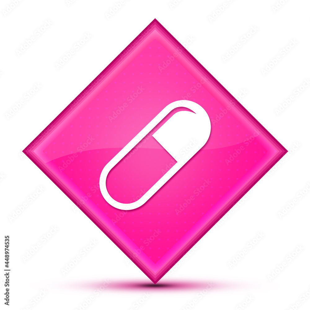 Pill icon isolated on special pink diamond button illustration Pill icon isolated on special pink diamond button illustration