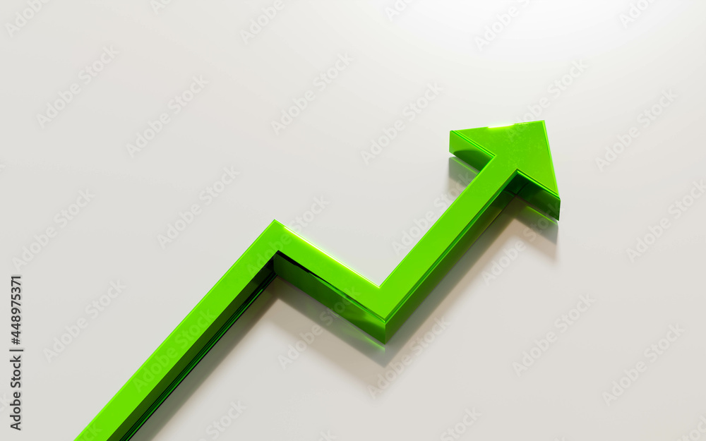 Green arrows economic financial growth concept 3d render illustration Green arrows economic financial growth concept 3d render illustration