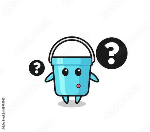 Cartoon Illustration of plastic bucket with the question mark