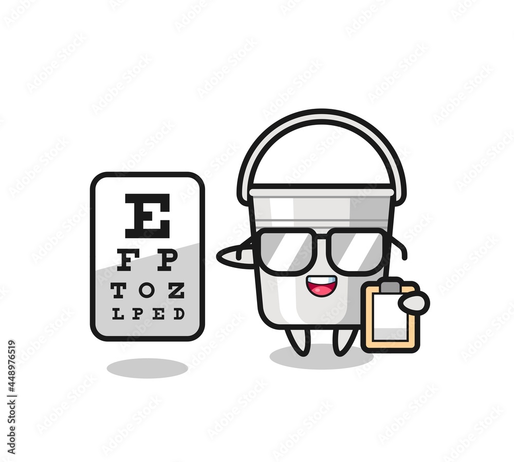 Illustration of metal bucket mascot as an ophthalmology
