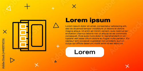 Line Open matchbox and matches icon isolated on yellow background. Colorful outline concept. Vector