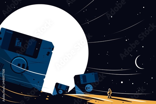 Diskette on space background