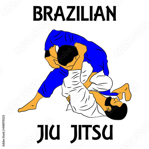 Brazilian Jiu-Jitsu sportowcy walczący wektor na białym tle