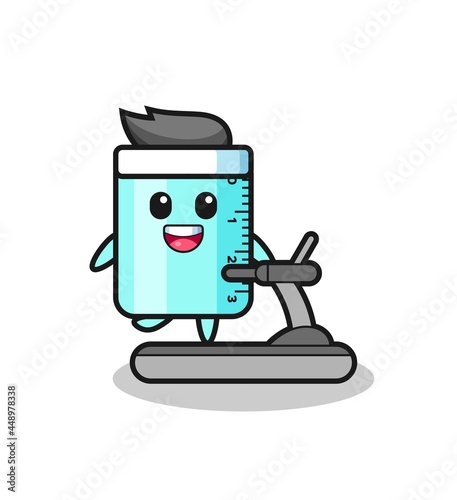 ruller cartoon character walking on the treadmill