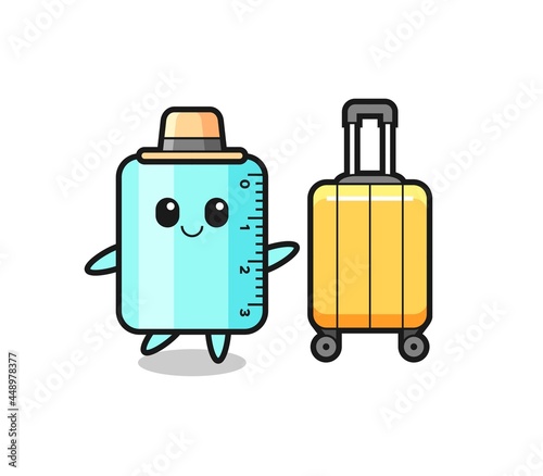 ruller cartoon illustration with luggage on vacation