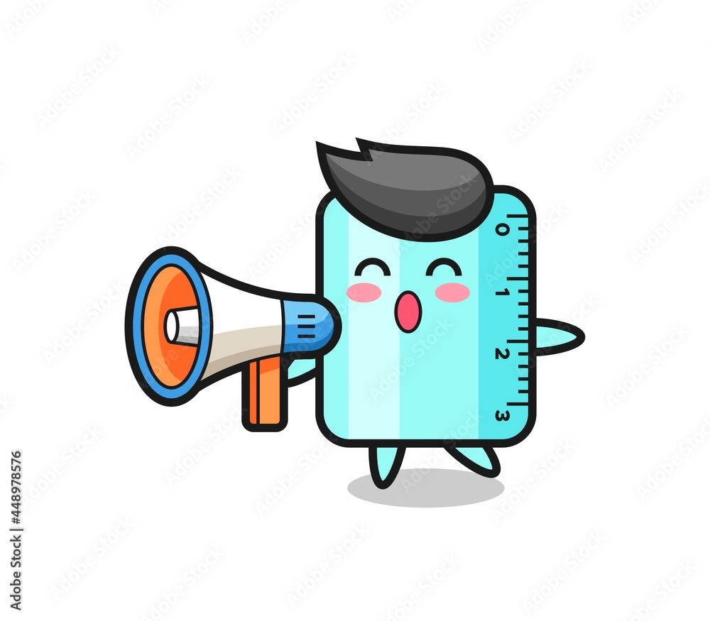 Naklejka premium ruller character illustration holding a megaphone