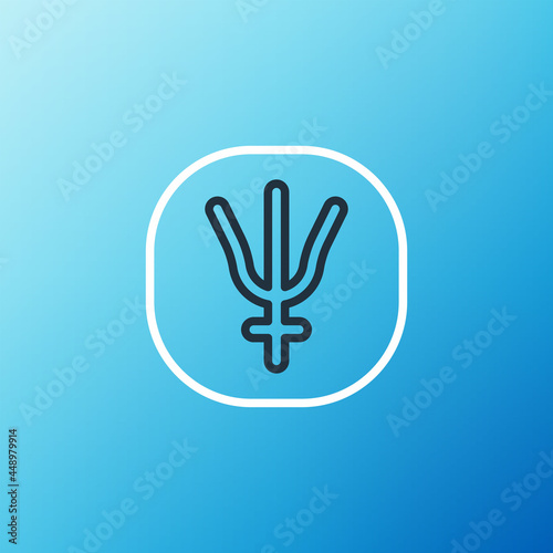 Line Neptune planet symbol icon isolated on blue background. Astrology, numerology, horoscope, astronomy. Colorful outline concept. Vector