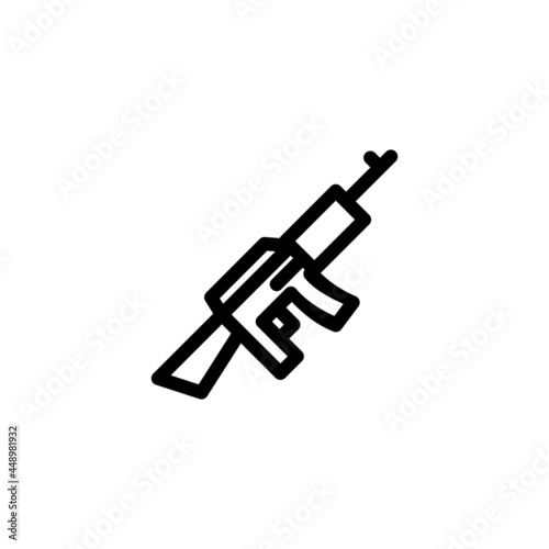 Assault Rifle Weapon Monoline Icon Logo Vector for Graphic Design and Web