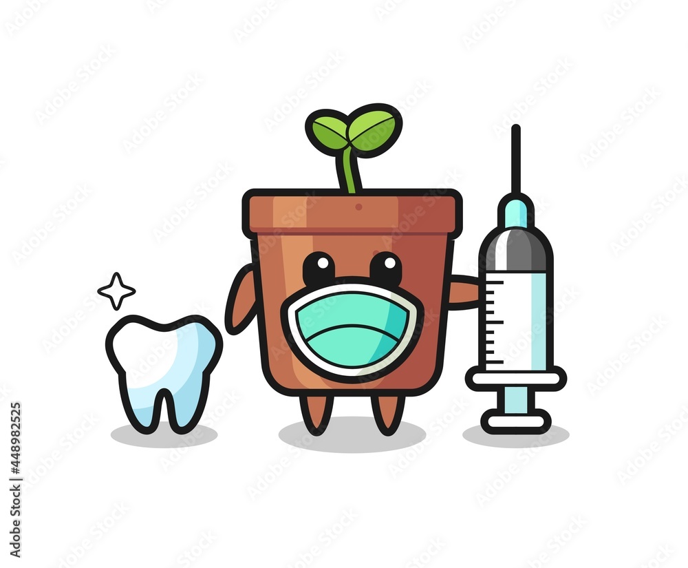 Mascot character of plant pot as a dentist Mascot character of plant pot as a dentist