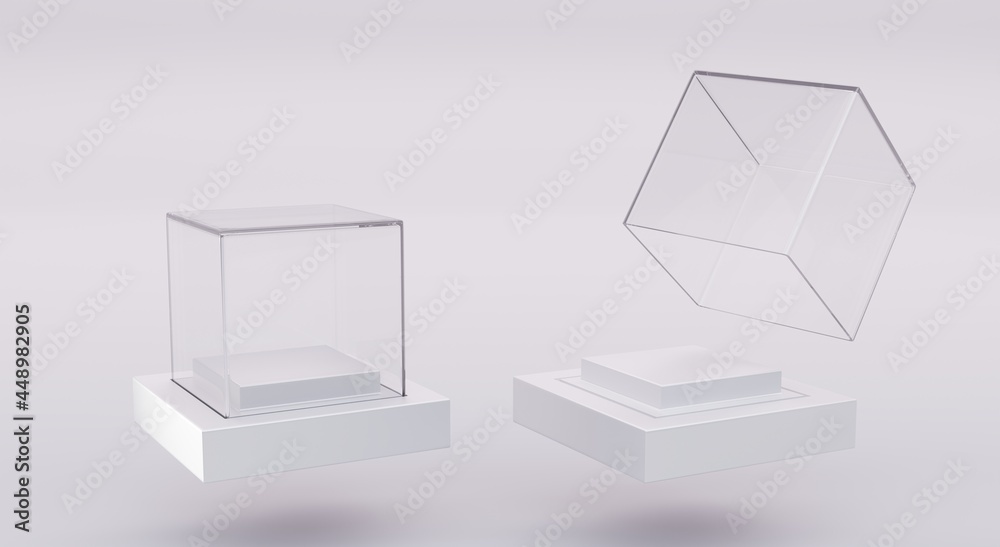 Glass Cube Boxes Clear Acrylic Showcases Stock Illustration