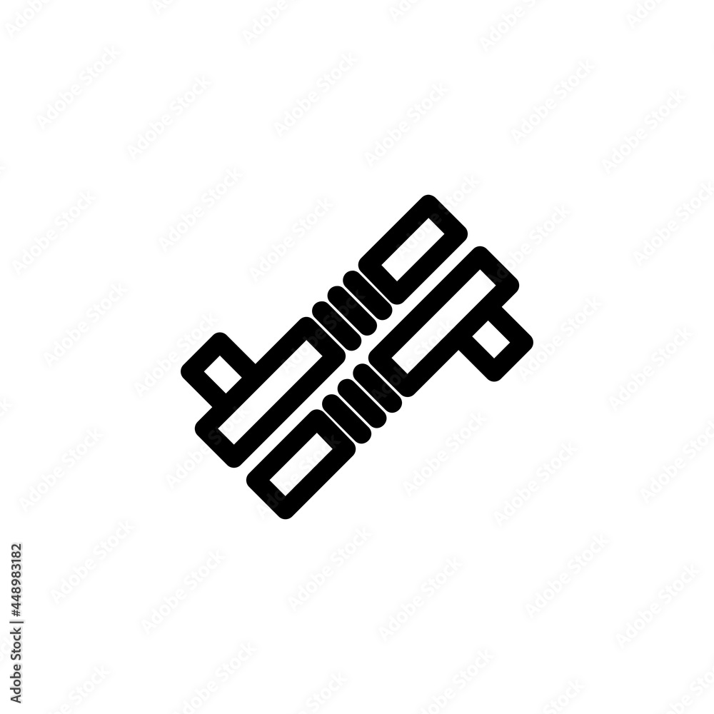 Tonfa Weapon Monoline Icon Logo Vector for Graphic Design and Web Tonfa Weapon Monoline Icon Logo Vector for Graphic Design and Web