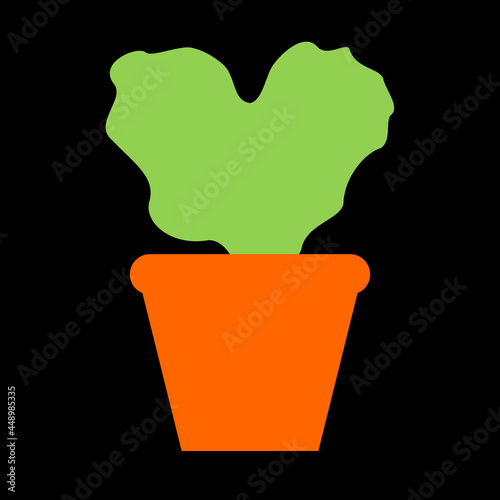 Green heart shaped small plant in orange pot.