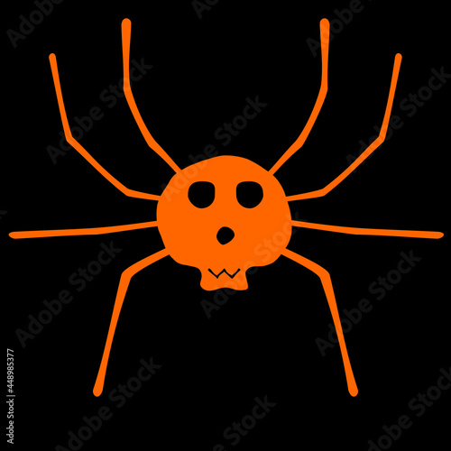 Orange skull spider in black background.