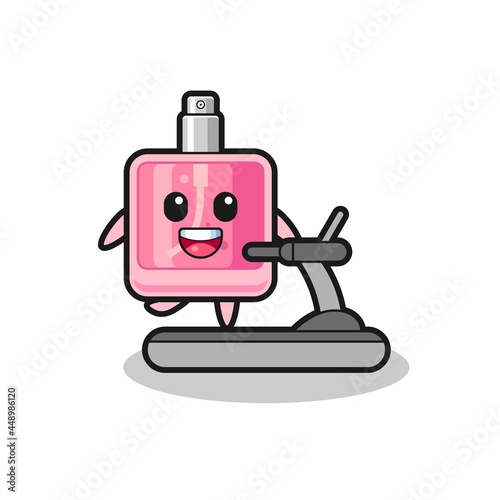 perfume cartoon character walking on the treadmill