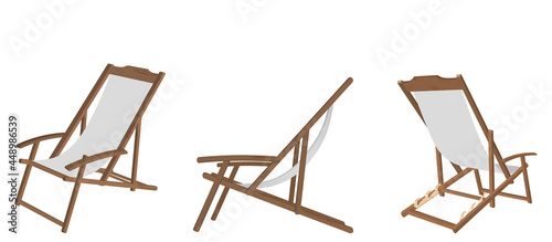 Beach chairs mockup summer vacation concept. 3D realistic design. Sun umbrella template. Seashore pool hotel rest chair.