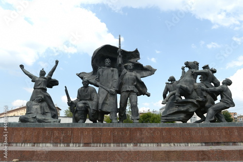 The sculptural composition "Revolution of 1905-1907 is dedicated" near the metro station "1905 Street" in Moscow