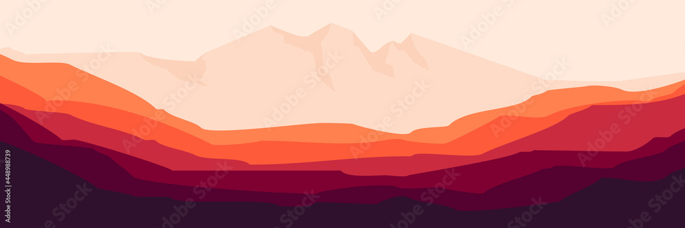 flat design of mountain landscape vector illustration design for wallpaper design, design template, background template, and tourism design template