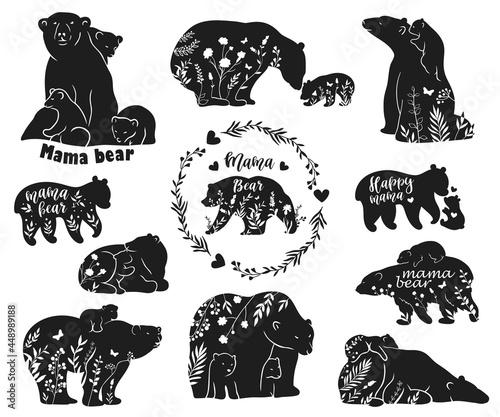 Set of polar bear silhouettes