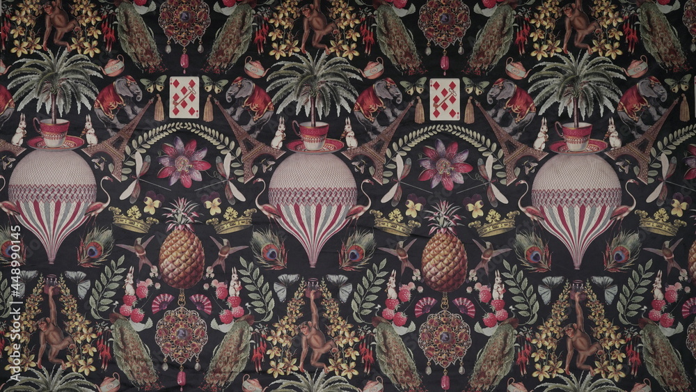 pattern  on fabric with playing cards