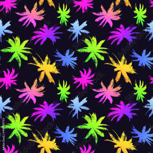 Tropical geometry seamless pattern with chaotic palms