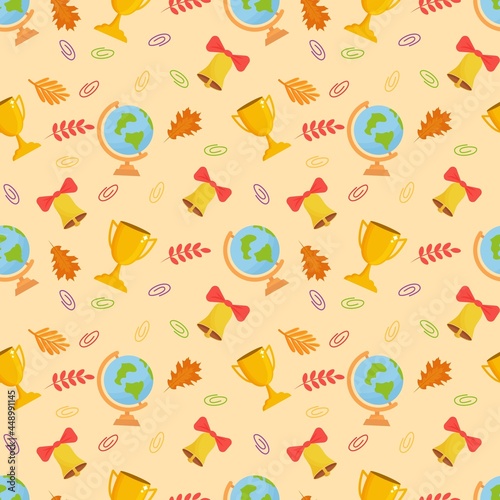 Cute houses, leaves and flowers.Seamless pattern for textiles, fabric.