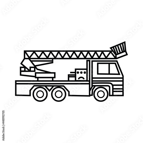 vector linear icon of a fire truck on a white background