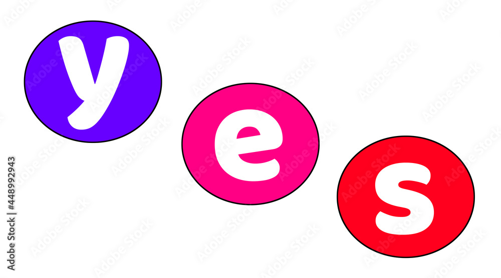 Yes word text,illustration speech bubble on white background. Design element for badge, sticker, mark, symbol, icon and card chat. Yes word text,illustration speech bubble on white background. Design element for badge, sticker, mark, symbol, icon and card chat.