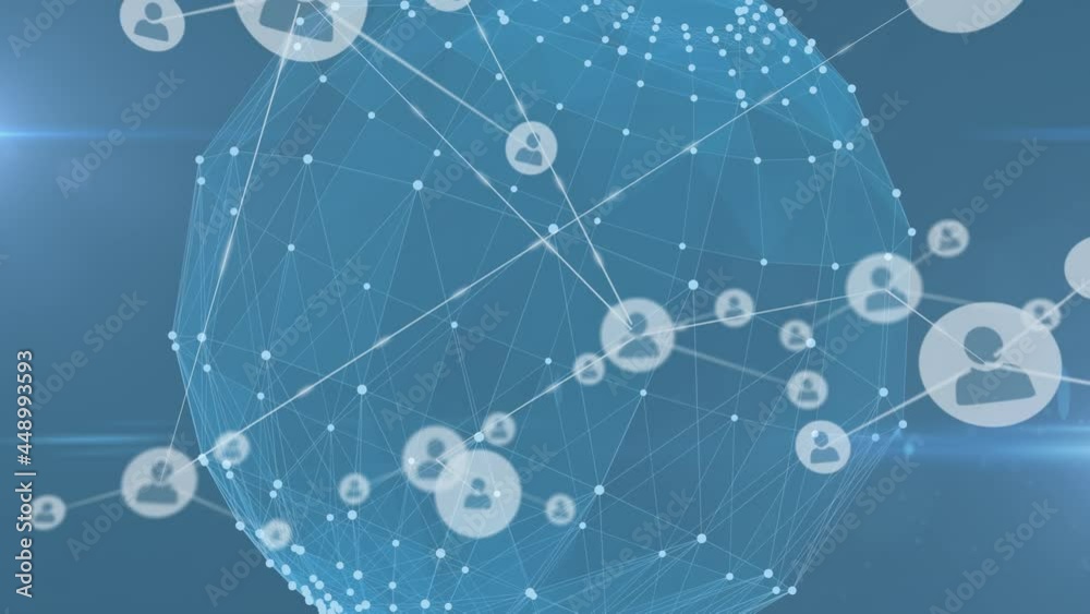 Animation of media icons over globe Animation of media icons over globe